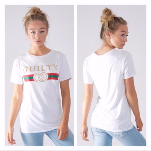 SHEIN Tops - Guilty Shimmer Print Color Stripe Tee Shirt Blouse